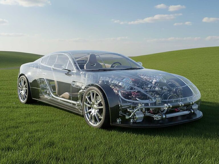 透明の車斜め正面